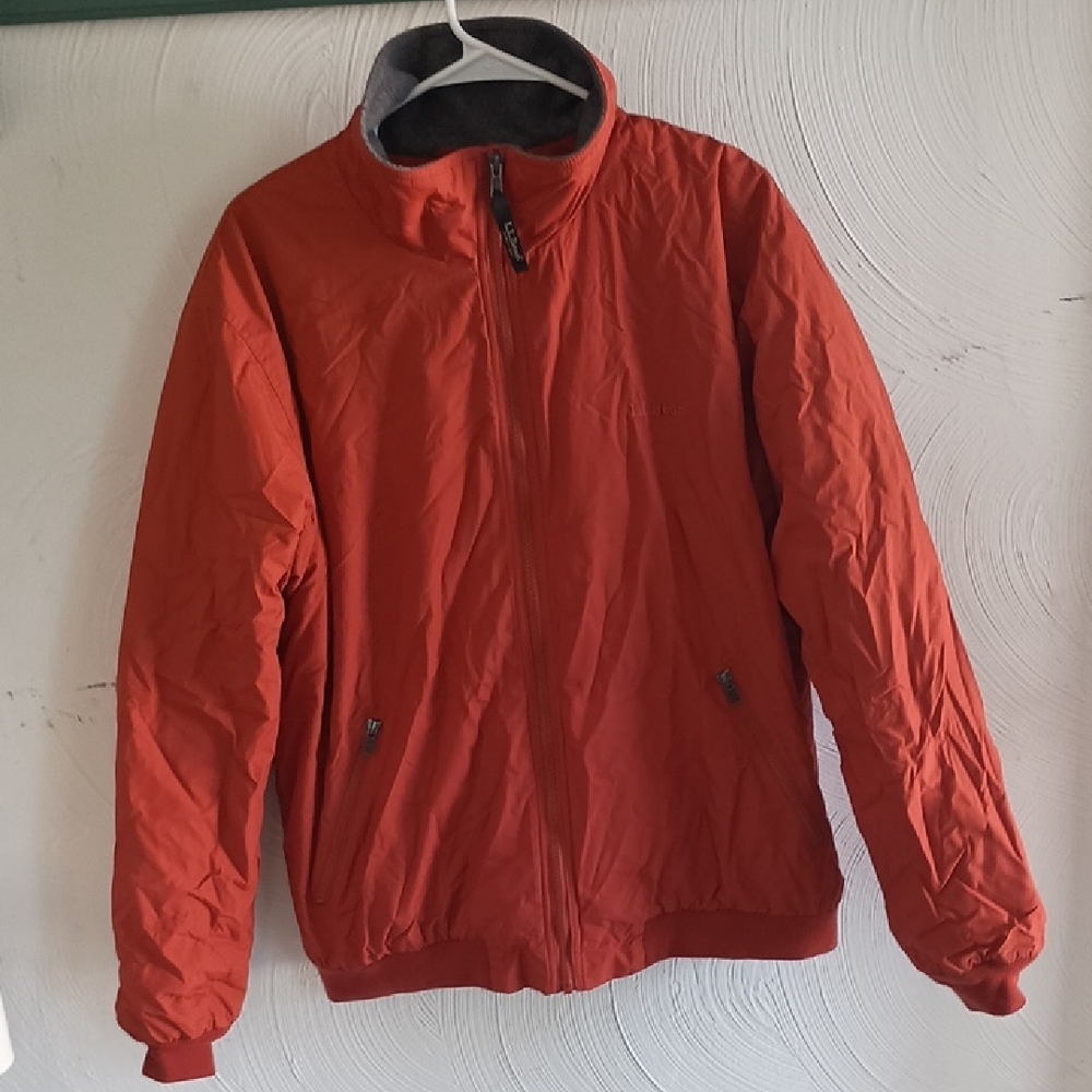 L.L. Bean Red Windbreaker Jacket with Stand-Up Collar